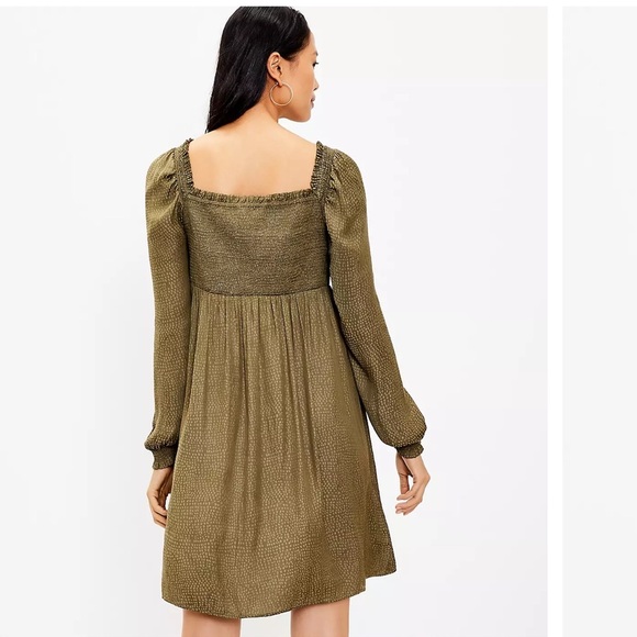 LOFT Olive Long Sleeve Square Neck Babydoll Dress size X small - Picture 12 of 13